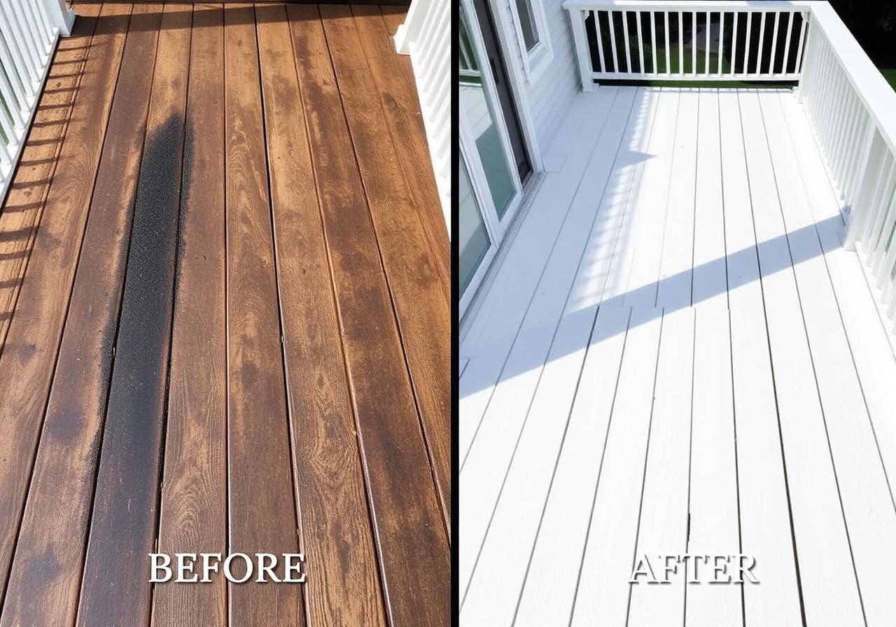 Before and after deck cleaning Vinyl Deck — Kelowna